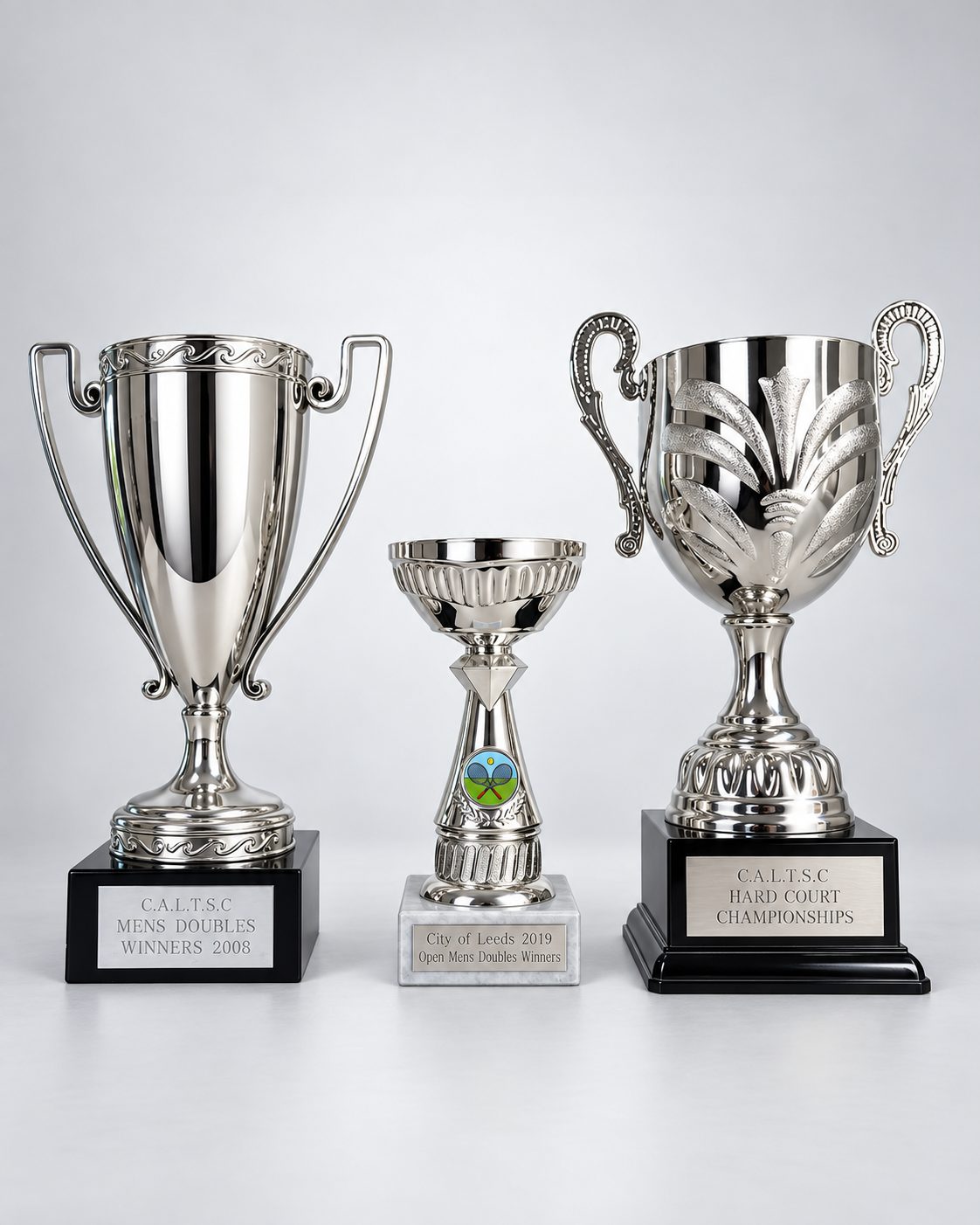 Joe Jeynes tennis trophies — C.A.L.T.S.C Hard Court Championships and Mens Doubles Winners